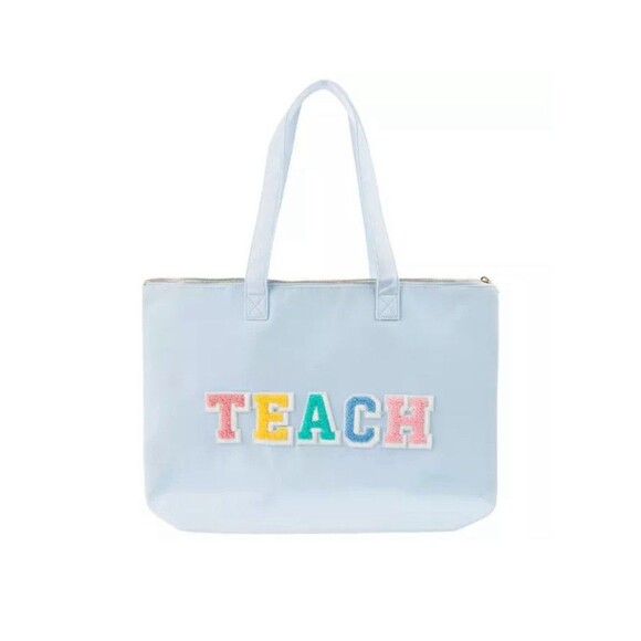 TEACH Large Canvas Tote and Matching Pouch 14x19 - Picture 1 of 8